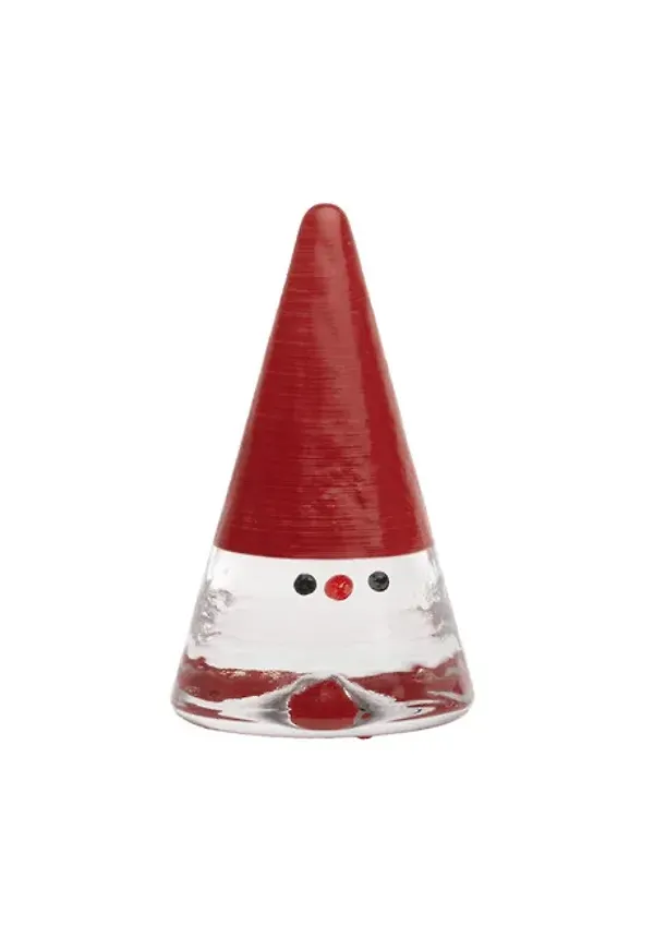 Röd Kosta Boda-tomte i klassisk modell.