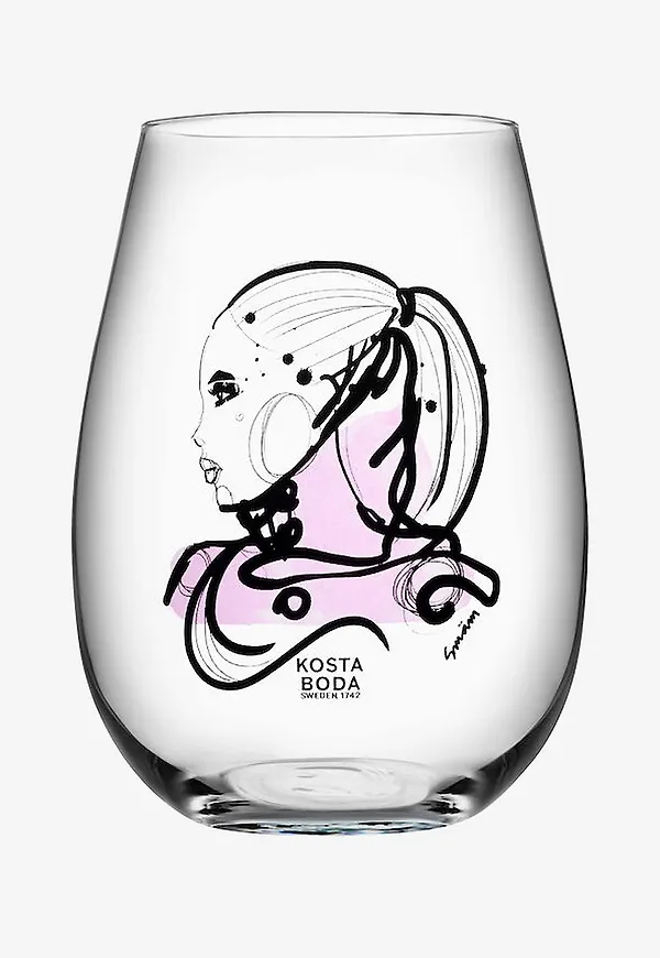Superfin vattenglas i rosa från Kosta Boda.