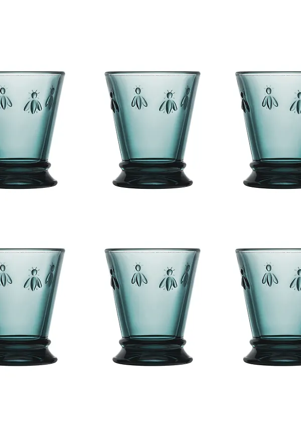 Blå La Rochére-dricksglas i jättefin modell.