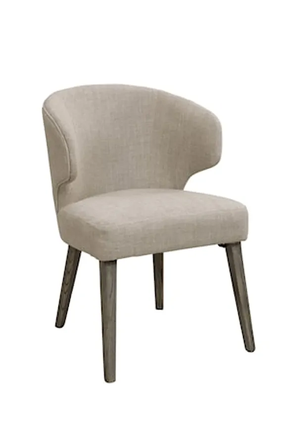 Supersnygg artwood stol i beige färg gjord i linne.