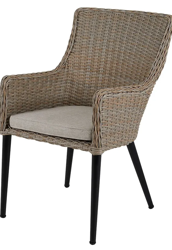 Komfortabel brafab stol i beige färg gjord i aluminium.