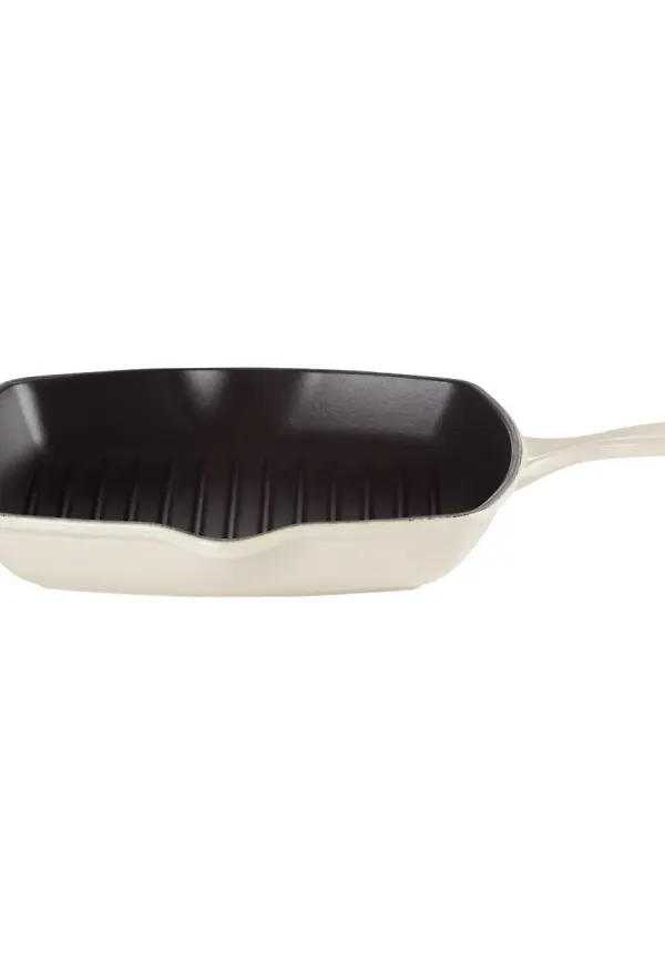 Beige Le Creuset-grillpanna i cool modell.