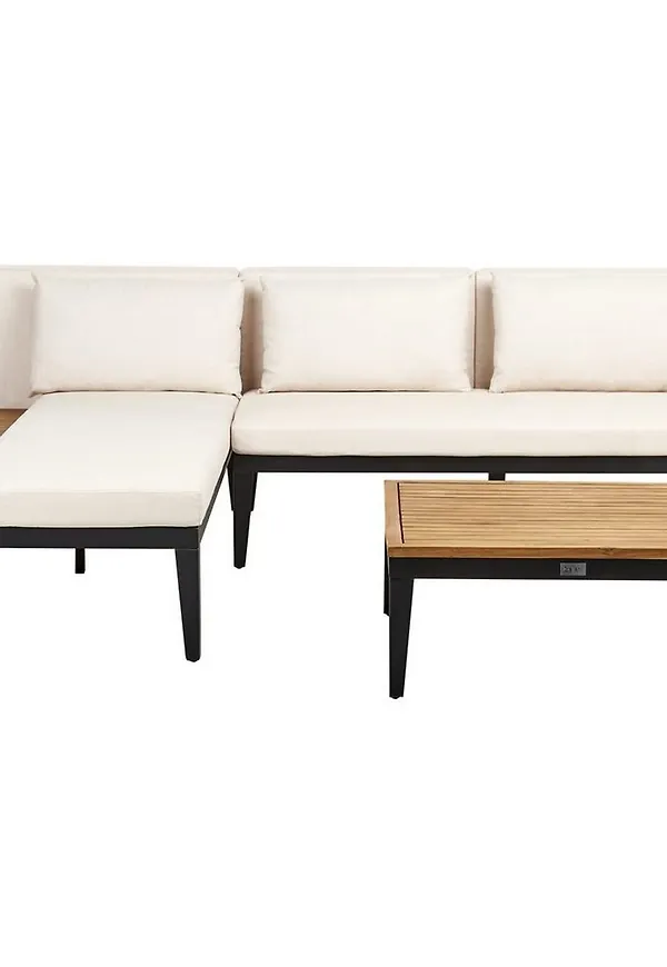 Trendig loungegrupp i beige färg gjord i aluminium.