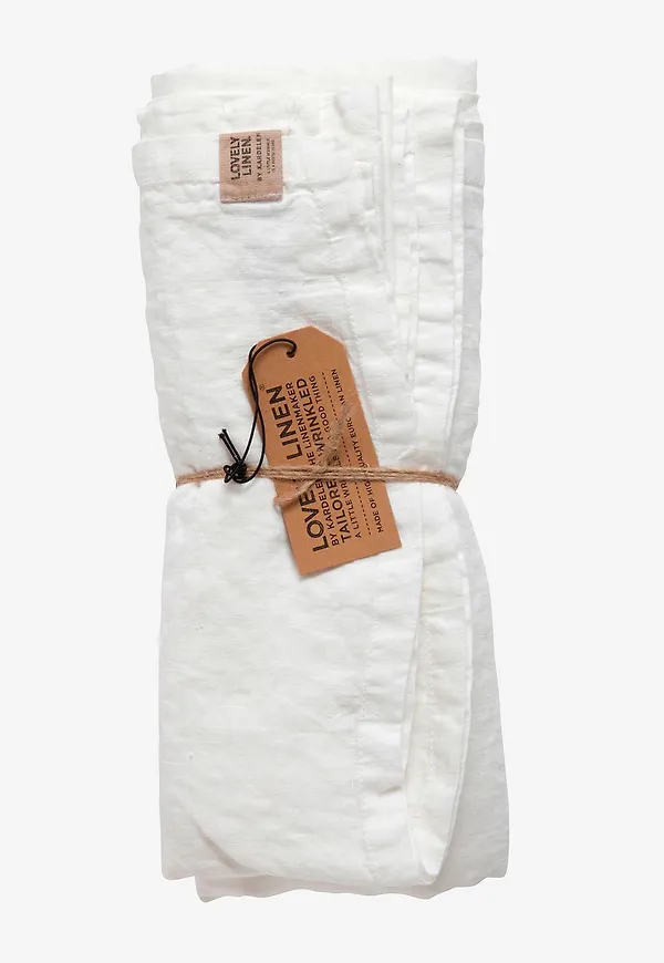 Vit Lovely Linen-duk i modern modell.