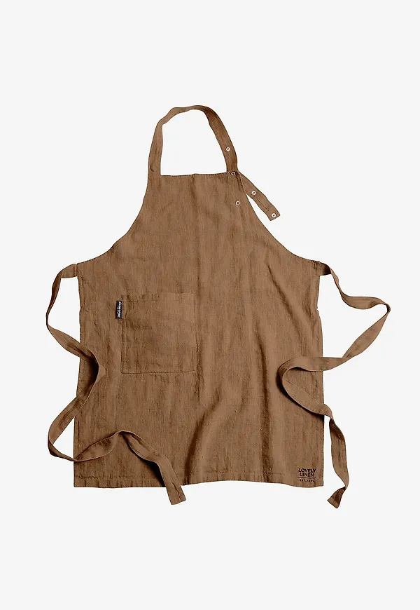 Otroligt fin förkläde i brunt från Lovely Linen.