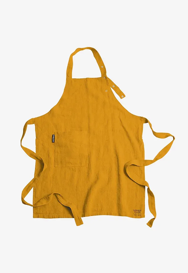 Gul Lovely Linen-förkläde i mysig modell.