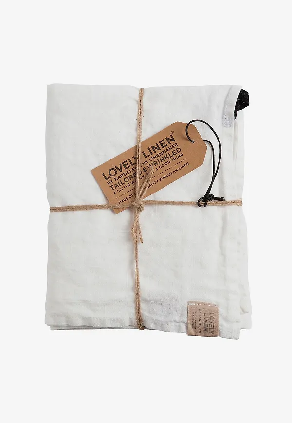 Vit Lovely Linen-kökshandduk i jättesnygg modell.