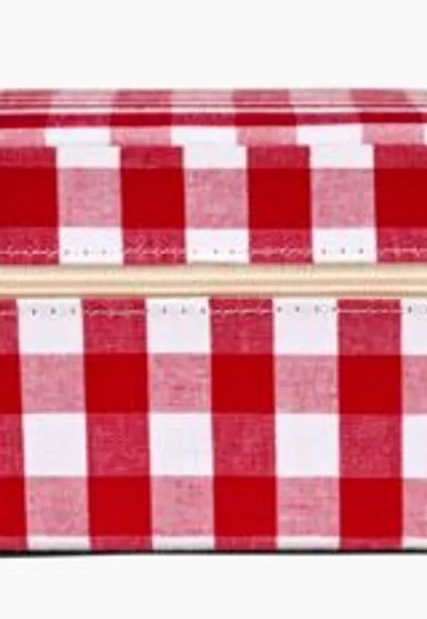 Röd hemtex-smyckeskrin i moderiktig modell.