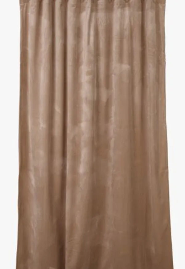 Beige hemtex-sammetsgardin i superfin modell.