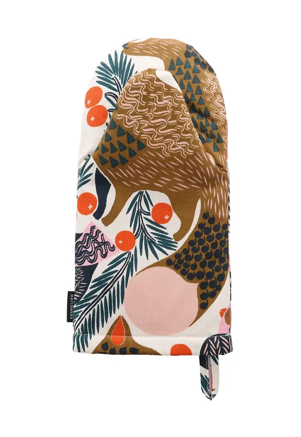 Brun Marimekko-grytvante i härlig modell.