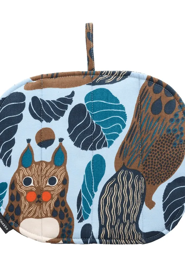 Fantastiskt snygg grytunderlägg i blått från Marimekko.
