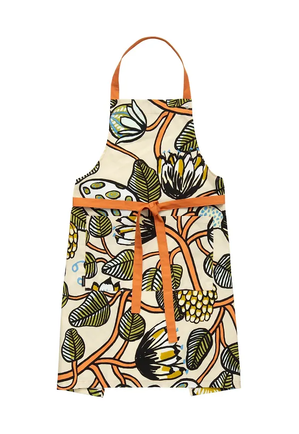 Beige Marimekko-förkläde i fantastiskt fin modell.