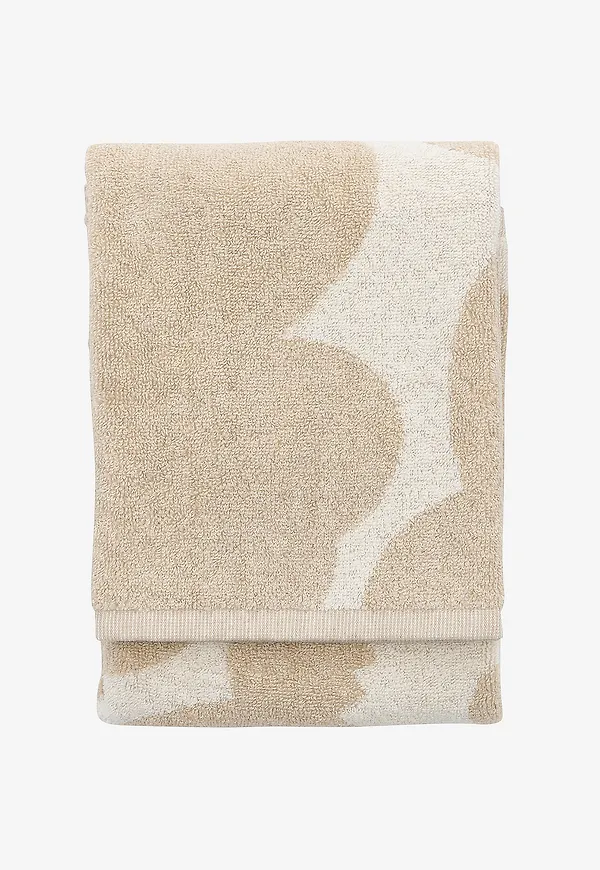 Beige Marimekko-handduk i otroligt snygg modell.