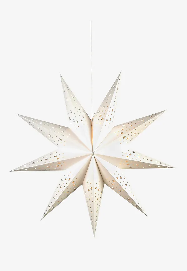 Vit Markslöjd-adventsstjärna i ikonisk modell.