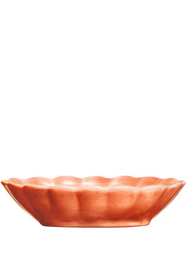 Orange Mateus-serveringsskål i moderiktig modell.