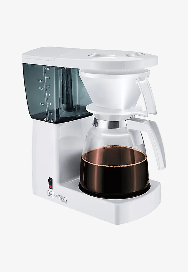 Vit Melitta-kaffebryggare i smickrande modell.