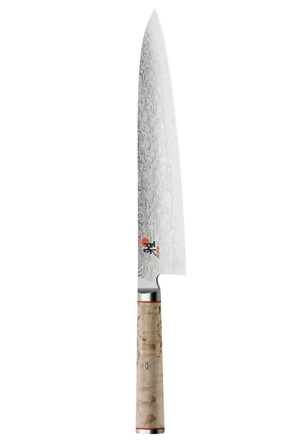 Silverfärgad Miyabi-kockkniv i fantastiskt snygg modell.