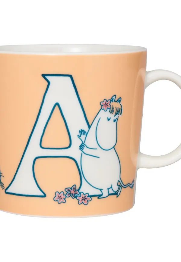 Orange Moomin Arabia-mugg i ikonisk modell.