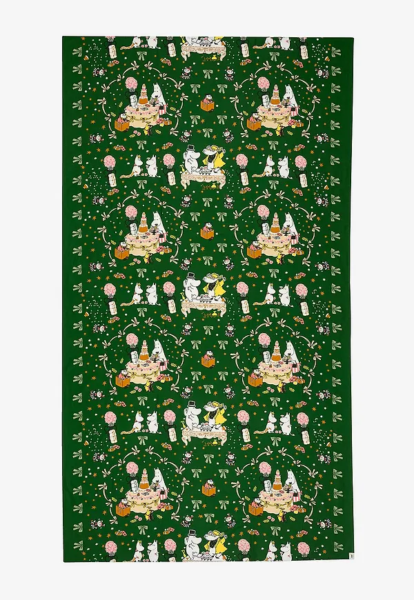 Flerfärgad Moomin Arabia-bordsduk i fin modell.
