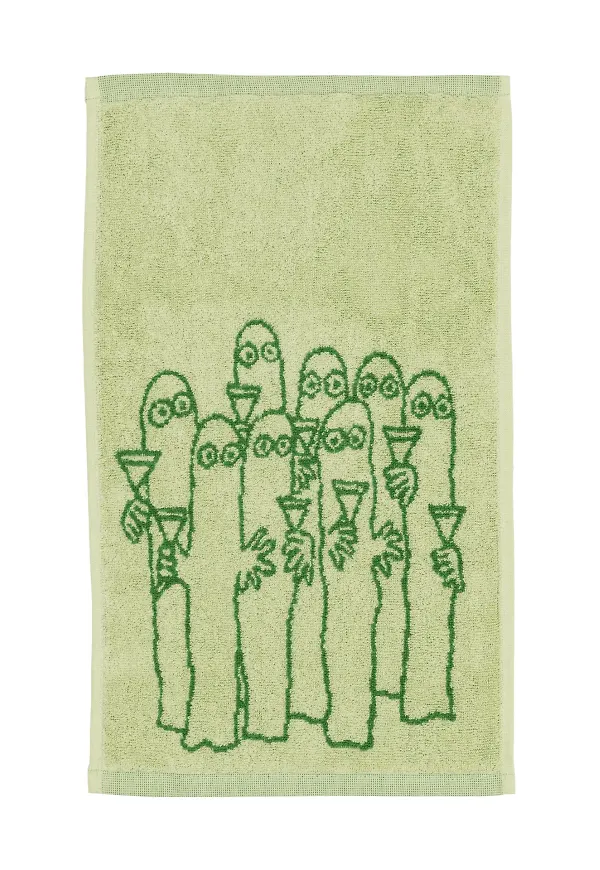 Modern handduk i grönt från Moomin Arabia.