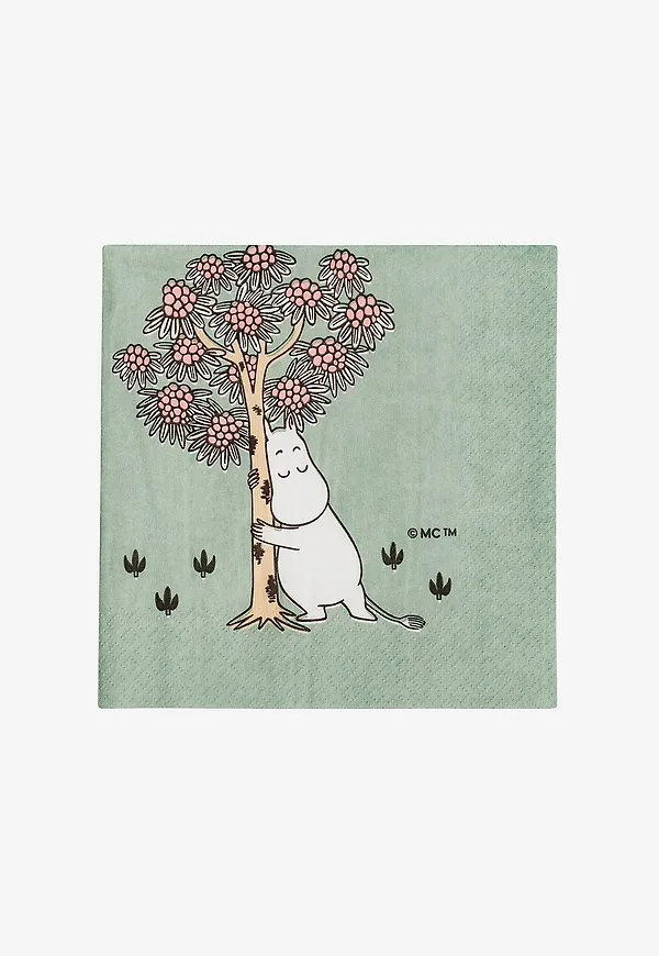 Grön Moomin Arabia-pappersservett i modern modell.