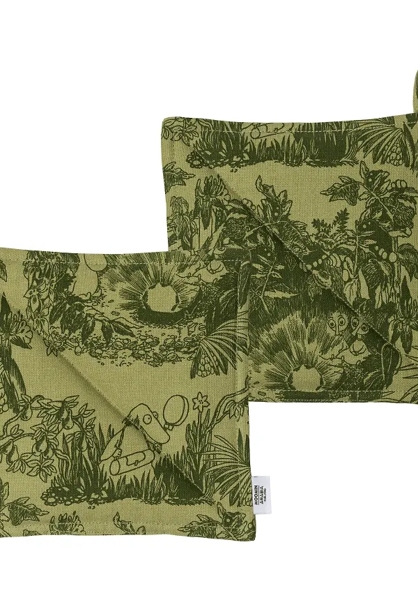 Grön Moomin Arabia-grytlapp i elegant modell.