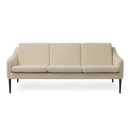 Jättesnygg warm nordic fåtölj i beige färg gjord i ek.