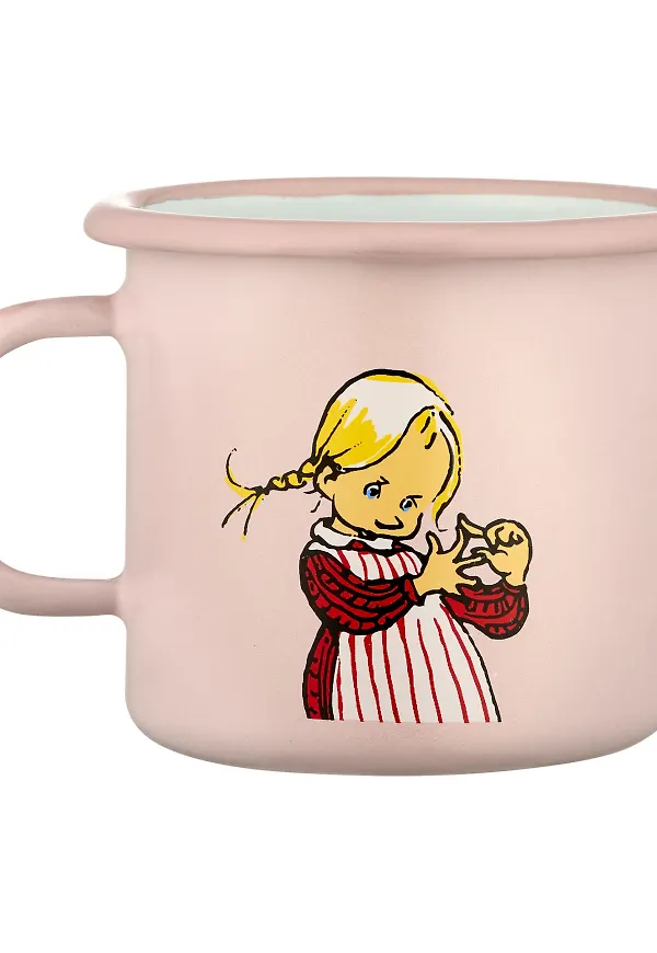 Smickrande emaljmugg i rosa från Muurla.
