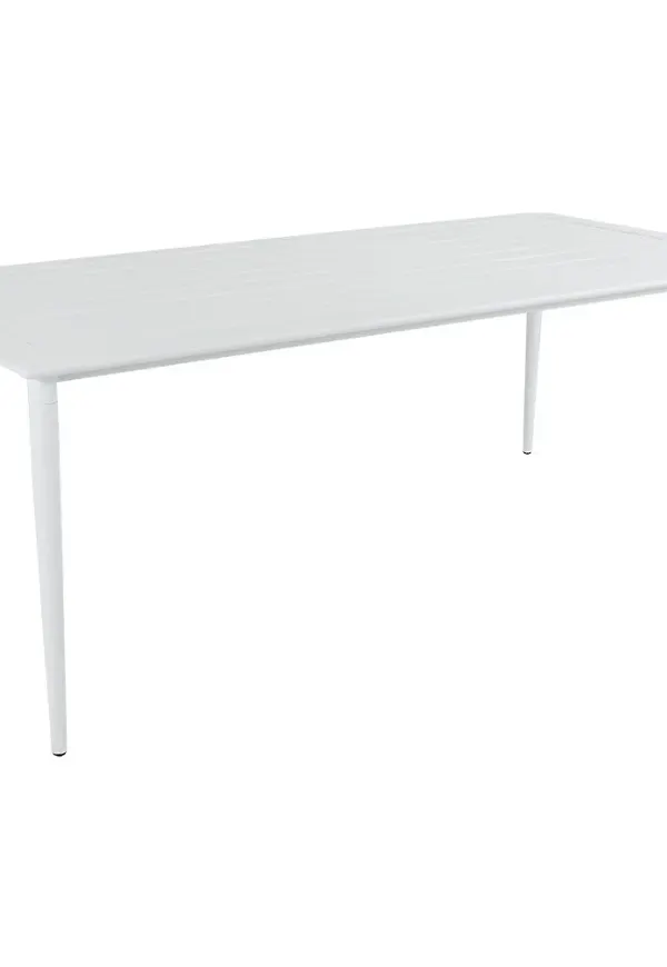 Moderiktig brafab bord i vit färg gjord i aluminium.