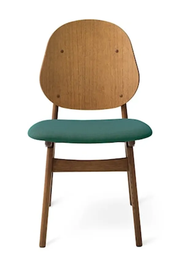 Stilriktig warm nordic stol i turkos färg gjord i ek.