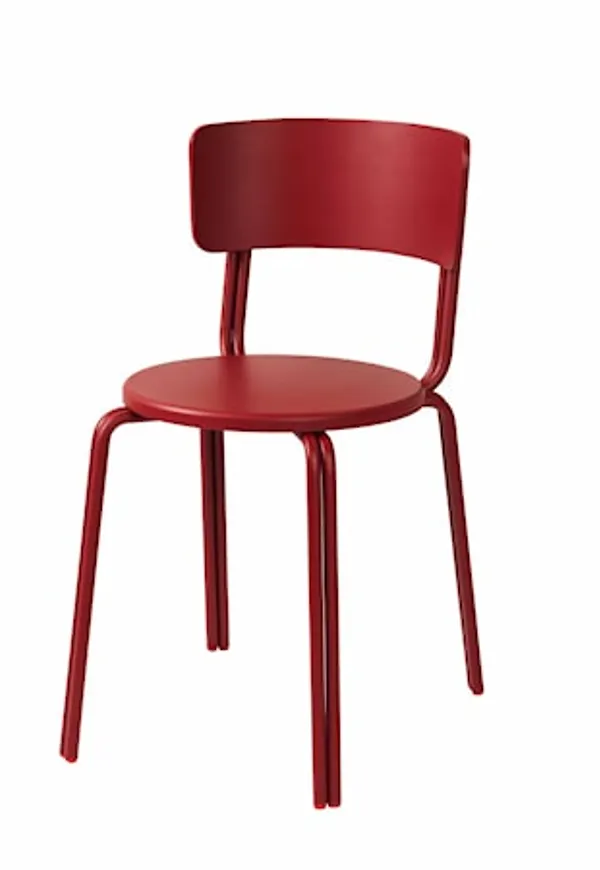 Röd Broste Copenhagen-matbordsstol i cool modell.