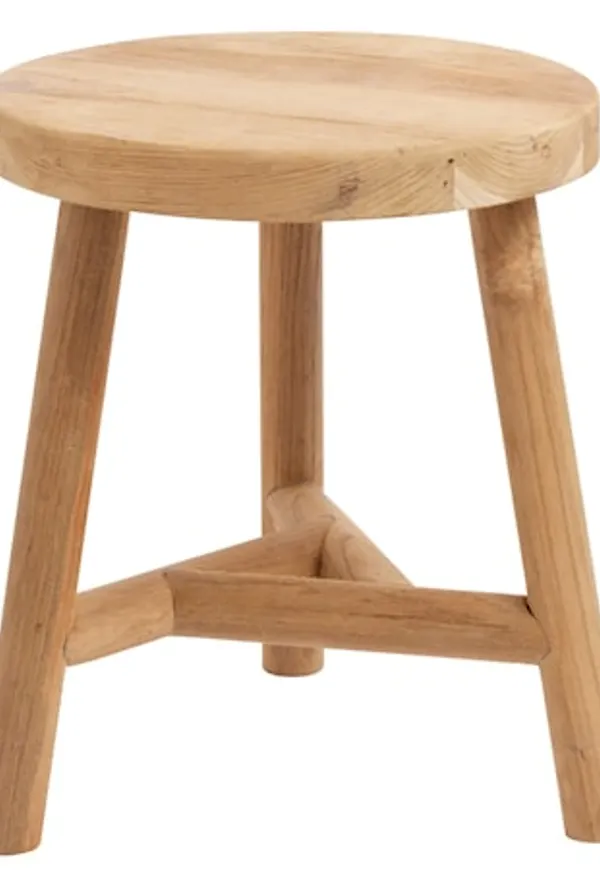 Härlig brun pall i teak från Muubs.