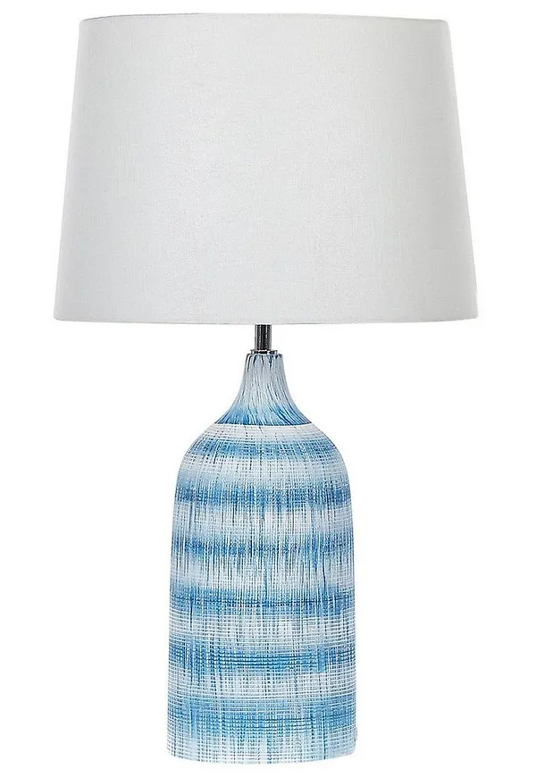 Trendig bordslampa i blå färg gjord i bomull.