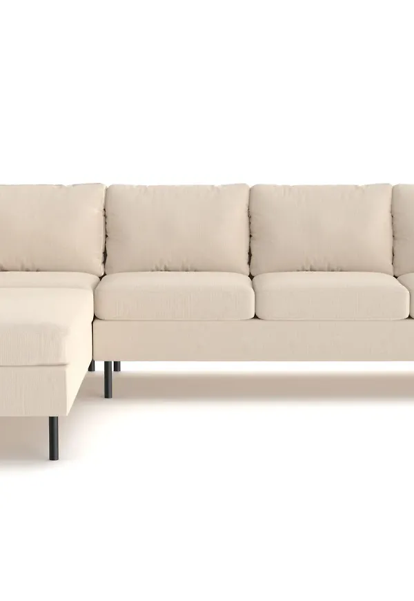 Beige Scandinavian Choice-schäslongsoffa i jättesnygg modell.