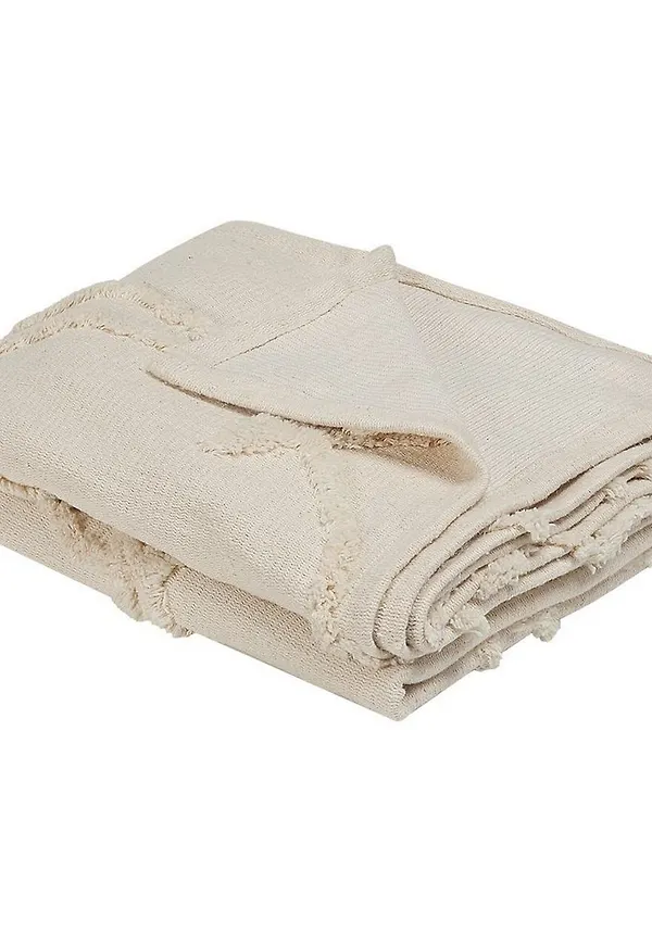Snygg pläd i beige färg gjord i bomull.