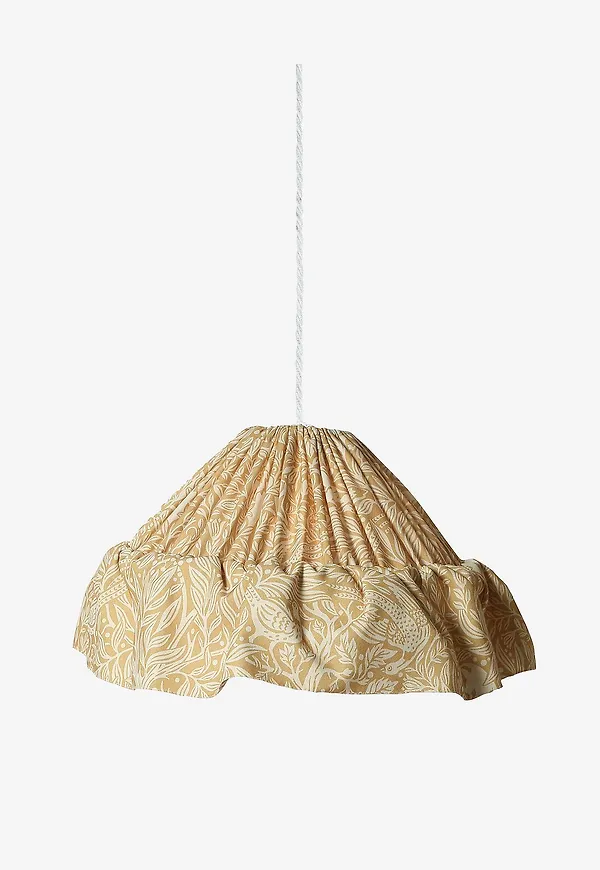 Gul PR Home-lampa i moderiktig modell.