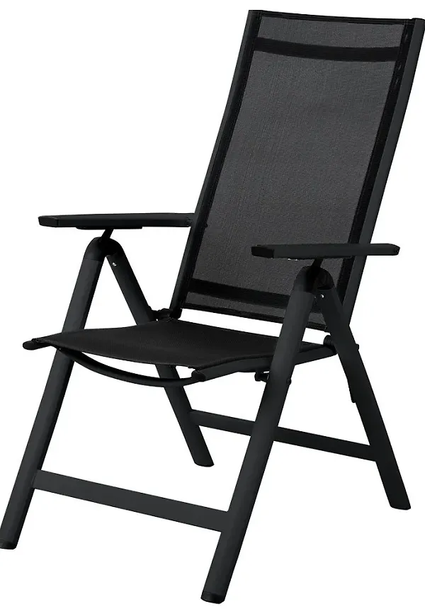 Exklusiv brafab stol i svart färg gjord i aluminium.