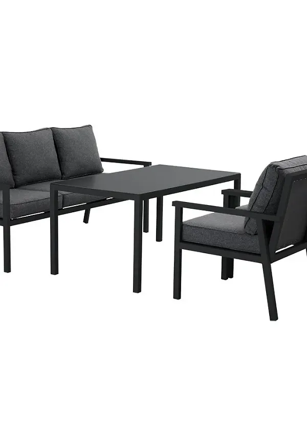 Otroligt fin svart loungegrupp i aluminium från Brafab.