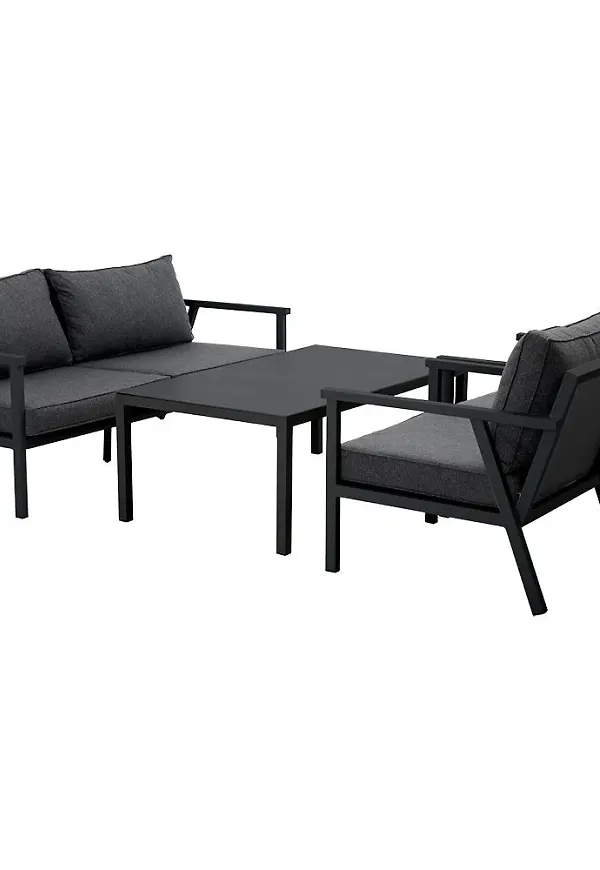 Klassisk brafab soffgrupp i svart färg gjord i aluminium.