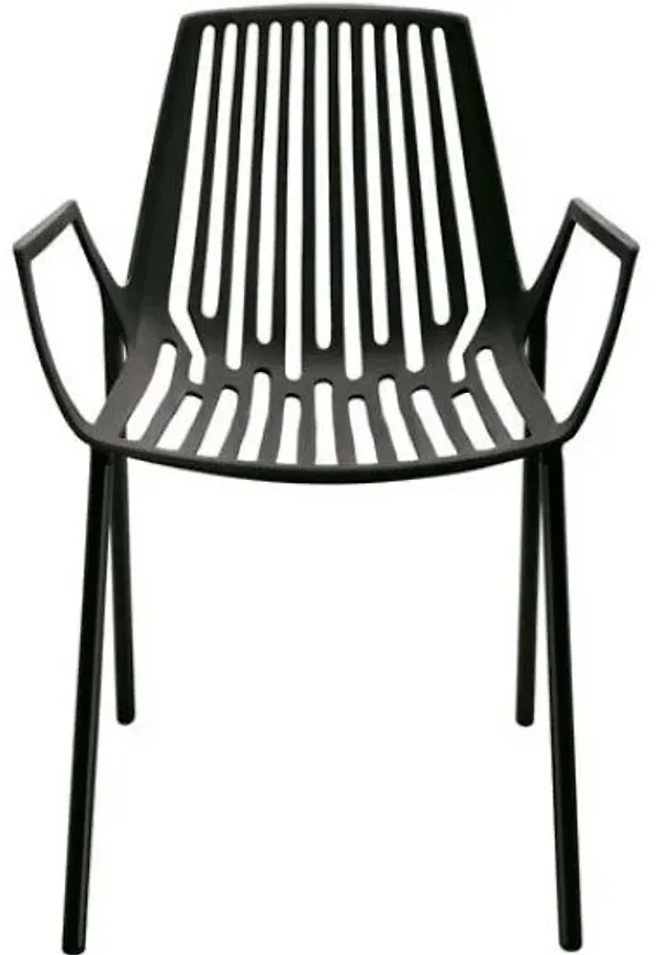 Svart Fast-aluminiumkarmstol i vacker modell.