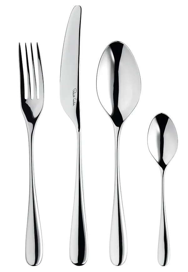 Vacker bestickset i silverfärgade från Robert Welch.