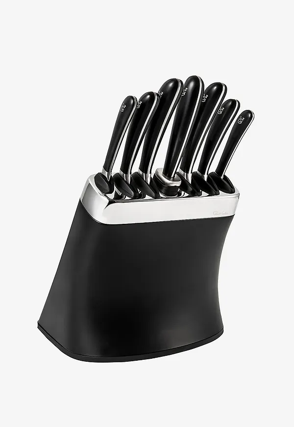Svart Robert Welch-knivblock i otroligt snygg modell.