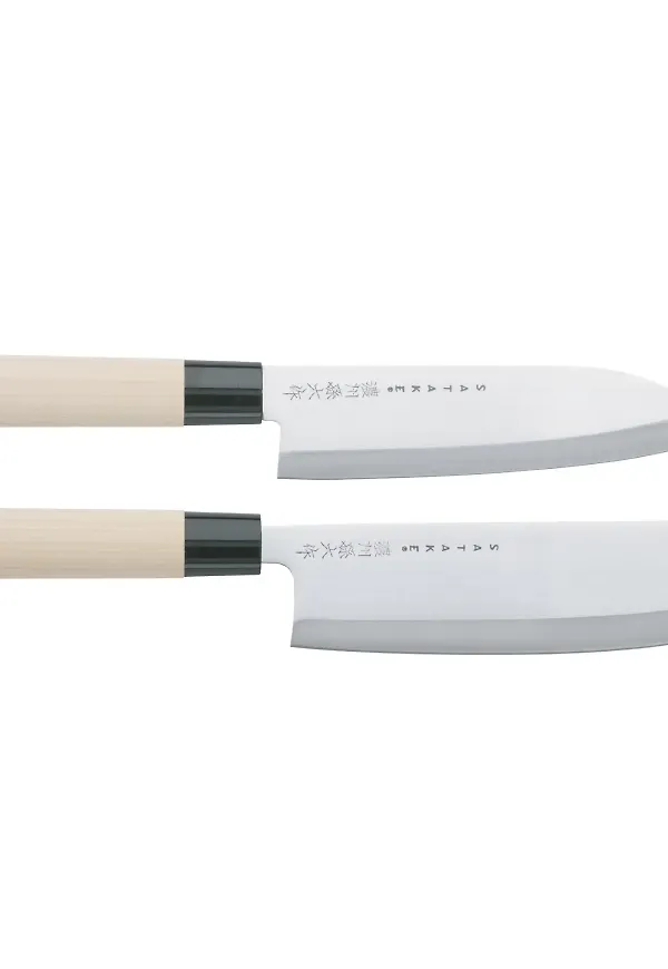 Beige Satake-knivset i fantastiskt fin modell.