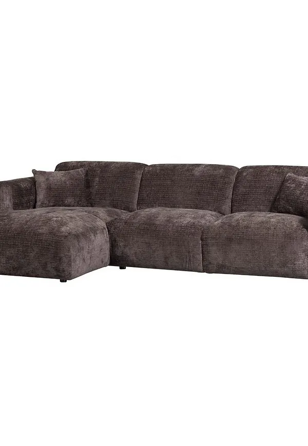 Brun WOOOD-schäslongsoffa i jättesnygg modell.