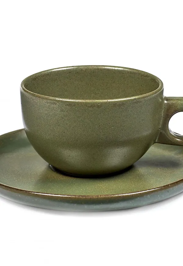 Grön Serax-cappuccinokopp i komfortabel modell.