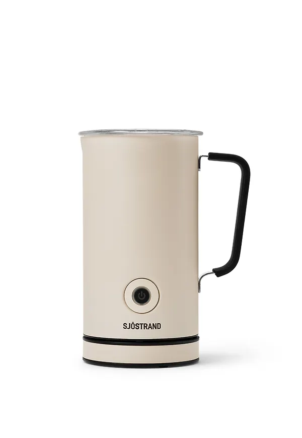 Beige Sjöstrand Coffee-mjölkskummare i supersnygg modell.