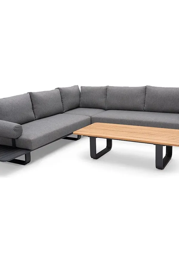 Grå Hillerstorp-aluminiumsoffgrupp i vacker modell.