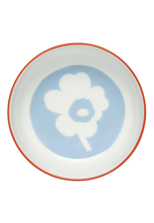 Ljusblå Marimekko-skål i riktigt snygg modell.