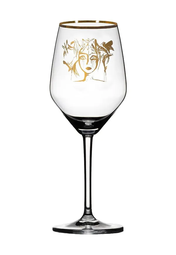 Guld Carolina Gynning-vitvinsglas i stilren modell.