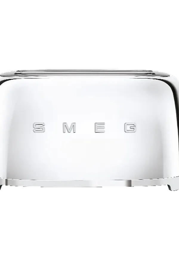 Silverfärgad Smeg-brödrost i trendig modell.